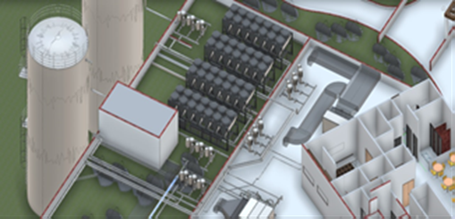 Modelagem BIM 3D da central de água gelada de um shopping em Petrolina/PE, 800 TR
